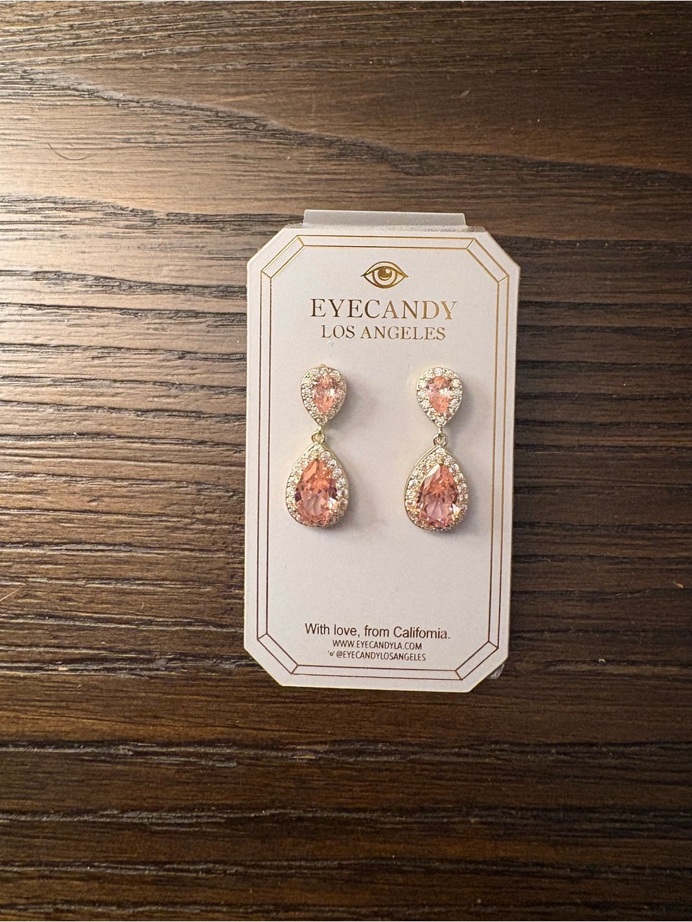 NEW Eye Candy Pink Crystal Teardrop Earrings